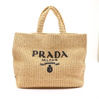 PRADA 普拉達 藤編包 手提包 米色 拉菲亞草 1BG392 1BG392