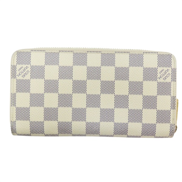 白色 棋盤格帆布 Zip Around Wallet 拉鍊長夾 N60019