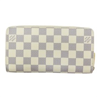 白色 棋盤格帆布 Zip Around Wallet 拉鍊長夾 N60019