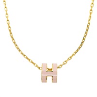 粉色琺瑯 金色鍍金 Mini Pop H 項鍊【HERMES 愛馬仕】 H147992