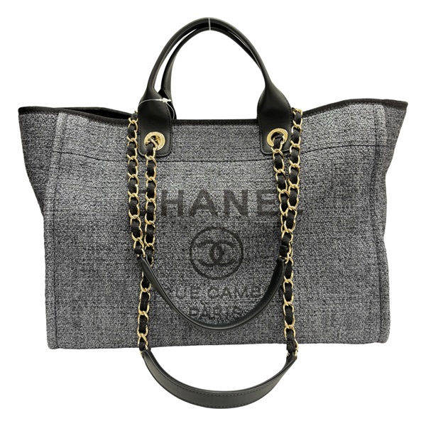 藍灰色 草編 Deauville 兩用包 購物包【CHANEL 香奈兒】