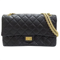 黑色 復古小牛皮 2.55 28cm 鍊帶 肩背包 金扣 (無卡) A37587