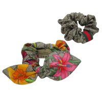 棕色 絲綢 髮圈 兩件組【GUCCI 古馳】 765564