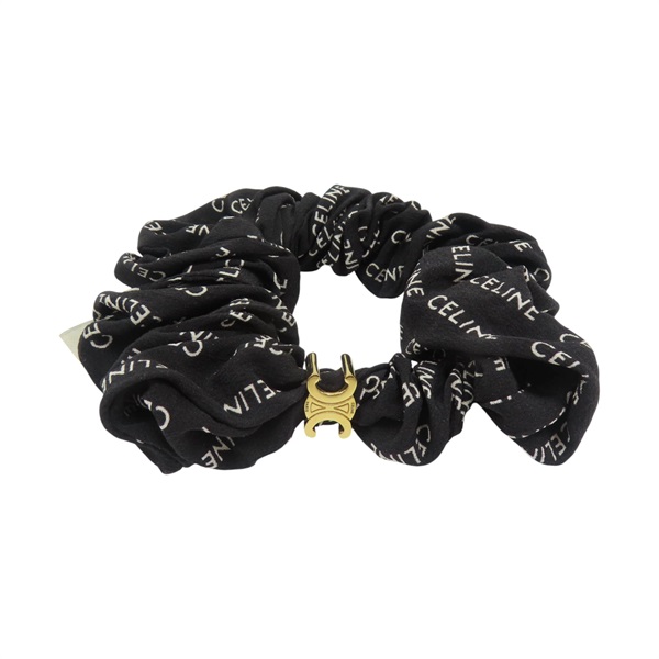 黑色 絲綢 髮圈【CELINE 賽琳】 46Y352SIB.35OB