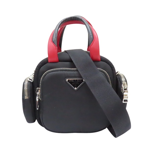 黑色尼龍 紅色牛皮 兩用包