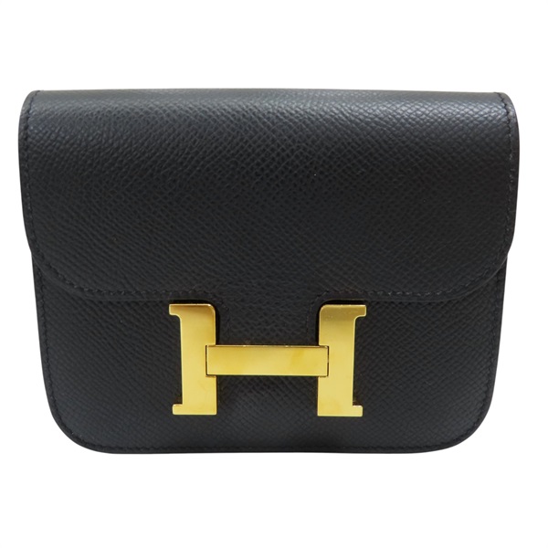 黑色 Epsom牛皮 Constance Slim 錢包 Y刻 金扣【HERMES 愛馬仕】