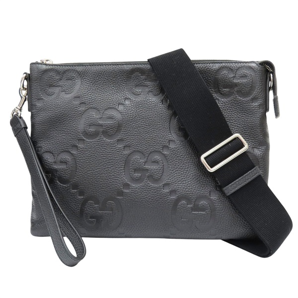 黑色 壓紋皮革 Jumbo GG 肩背包 696009.520981