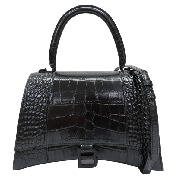 黑色 壓紋皮革 Hourglass Small 两用包