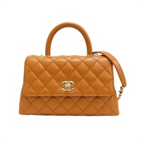 橘色 荔枝紋牛皮 COCO Handle 24 兩用包