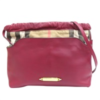 紅色/棕色 牛皮 格紋帆布 Little Crush 肩背包【BURBERRY 巴寶莉】