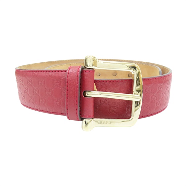 酒紅色 牛皮 雙G印花 皮帶 96公分【GUCCI 古馳】 281548