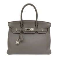錫器灰 Taurillon牛皮 Birkin 30 柏金包 手提包 □R刻 銀扣【HERMES 愛馬仕】