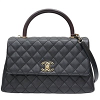 黑色 荔枝紋 菱格紋 牛皮 Coco Handle 29 兩用包 金釦 (無卡)【CHANEL 香奈兒】 A92992
