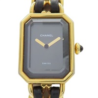 Premiere M 石英腕錶 黑色錶盤 鍍金 皮革錶帶【CHANEL 香奈兒】 H0001