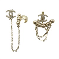 鍍淺金 不對稱耳骨夾 針式耳環【CHANEL 香奈兒】 AB7789