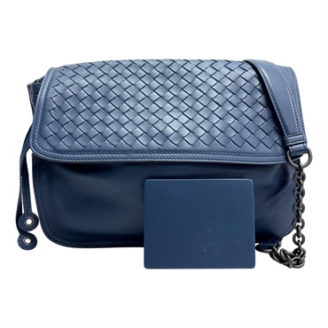 藍色 編織 羊皮 郵差包 肩背包【BOTTEGA VENETA BV 寶緹嘉】 411987