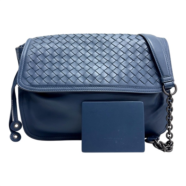 藍色 編織 羊皮 郵差包 肩背包【BOTTEGA VENETA BV 寶緹嘉】 411987