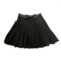 黑色 羊毛 百褶 緞帶 短裙 MG1657/BK