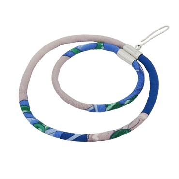 藍色 絲質 圓形 針式耳環(單支)