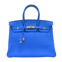 水妖藍 Taurillon Clemence 皮革 Birkin35 柏金包 手提包 □P/Bleu Hydra