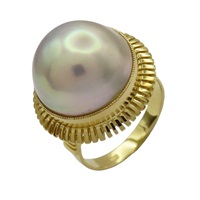 18黃K金 珍珠戒指 Pearl Ring 7.0g