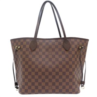 棕色 棋盤格帆布 Neverfull MM 托特包 N41358