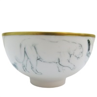 白色 豹圖案 Carnets d’Equateur Bowl 圓形瓷碗 P038186P