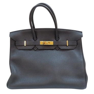 黑色 Togo皮革 Birkin 手提包 □M刻 金扣 無鎖頭組
