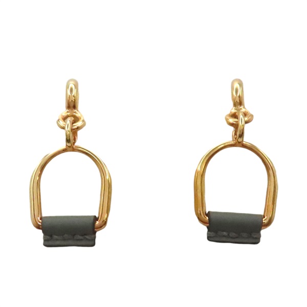 【再降價】灰色皮革 Heritage Equestre Etrier 耳環