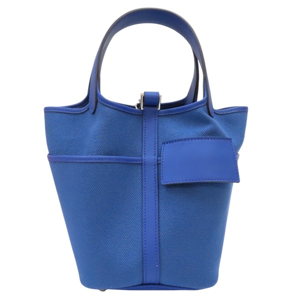 【再降價】皇家藍 帆布 皮革 Picotin 18 手提包【HERMES 愛馬仕】 B刻/Bleu Royal