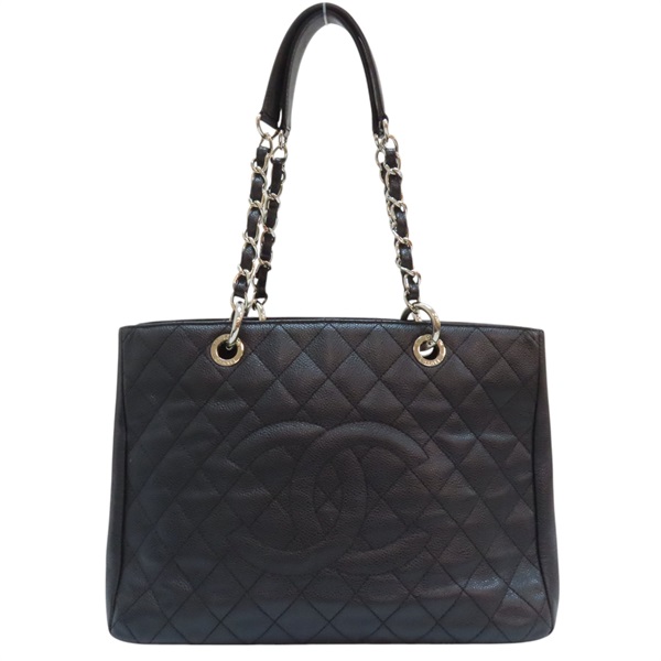 黑色 牛皮 菱格紋 荔枝紋 GST 肩背包 銀扣 (無卡) A50995