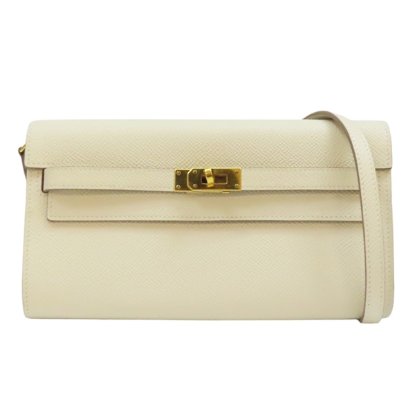 米白色 Epsom皮革 Kelly To Go Wallet 凱莉包 肩背包 Z刻 金扣 Z刻