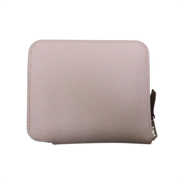 粉紫色 Epsom牛皮 Silk'In Compact 絲巾 短夾 W刻 銀扣【HERMES 愛馬仕】