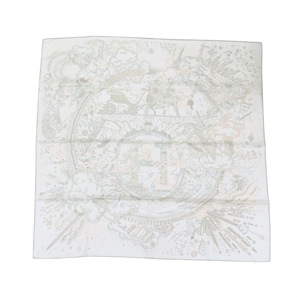 珠貝粉/白色 絲質 Please Hold The Line 方巾 90x90 H004187S 11