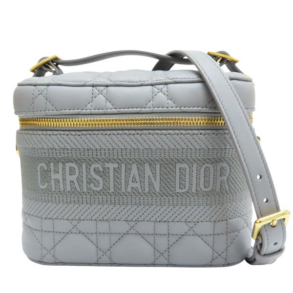 灰色 牛皮 Diortravel Vanity Case 化妝包 两用包 金扣