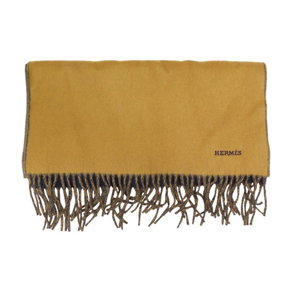 棕色/黑色 羊絨 圍巾 【HERMES 愛馬仕】