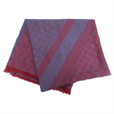 酒紅/紫色 羊毛 真絲 圍巾【GUCCI 古馳】