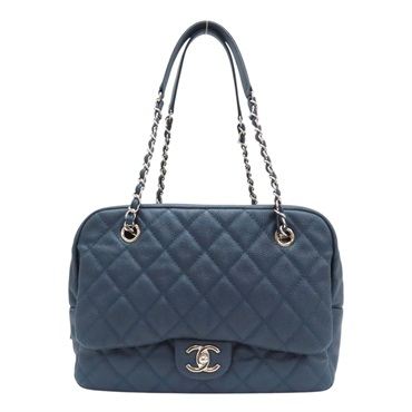 藍色 荔枝紋 牛皮 肩背包【CHANEL 香奈兒】