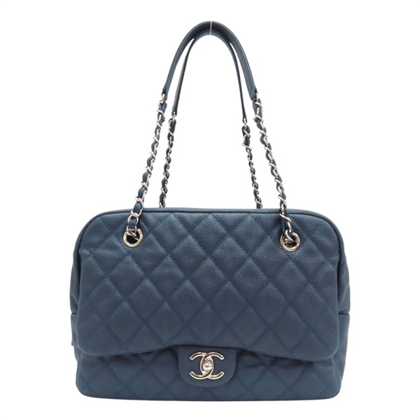 藍色 荔枝紋 牛皮 肩背包【CHANEL 香奈兒】