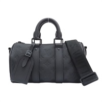黑色 原花壓紋牛皮 Keepall Bandouliere 25 兩用包 M20900