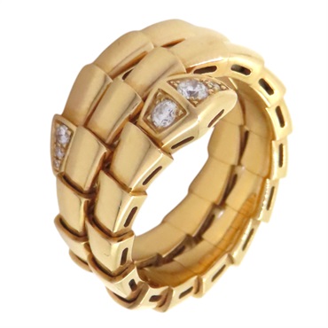18K 黃金 鑲鑽 Serpenti Viper 戒指 357866