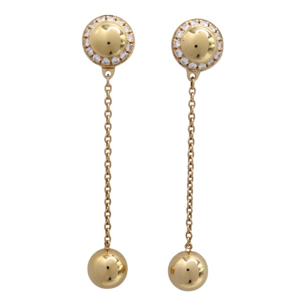 18K 黃金 鑲鑽 金球 針式耳環 G38PV800
