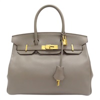 Etain 灰色 Epsom 牛皮 Birkin 30 金扣 手提包 柏金包 A刻/Etain