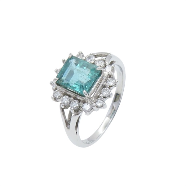 18K 白金 祖母綠 戒指 #9.5 Emerald Ring 2.7g