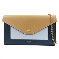 駝色/藍色 牛皮 Pocket Envelope Clutch 肩背包