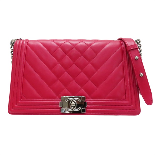 紅色 牛皮 BOY 28 鍊帶 肩背包 銀扣 (無卡)