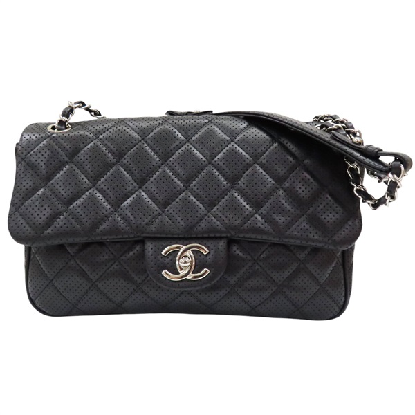 黑色 牛皮 鍊帶 肩背包 銀扣【CHANEL 香奈兒】