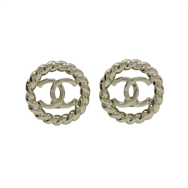 金色 合金 雙C 圓形 耳環【CHANEL 香奈兒】