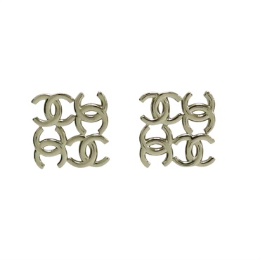 香檳金 合金 CC LOGO 四葉草 耳環