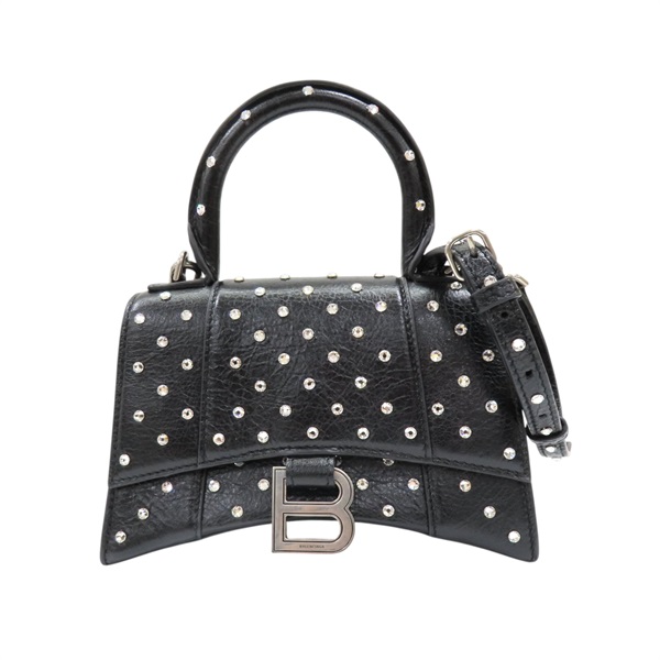 黑色皮革 水鑽 Hourglass 兩用包 592833